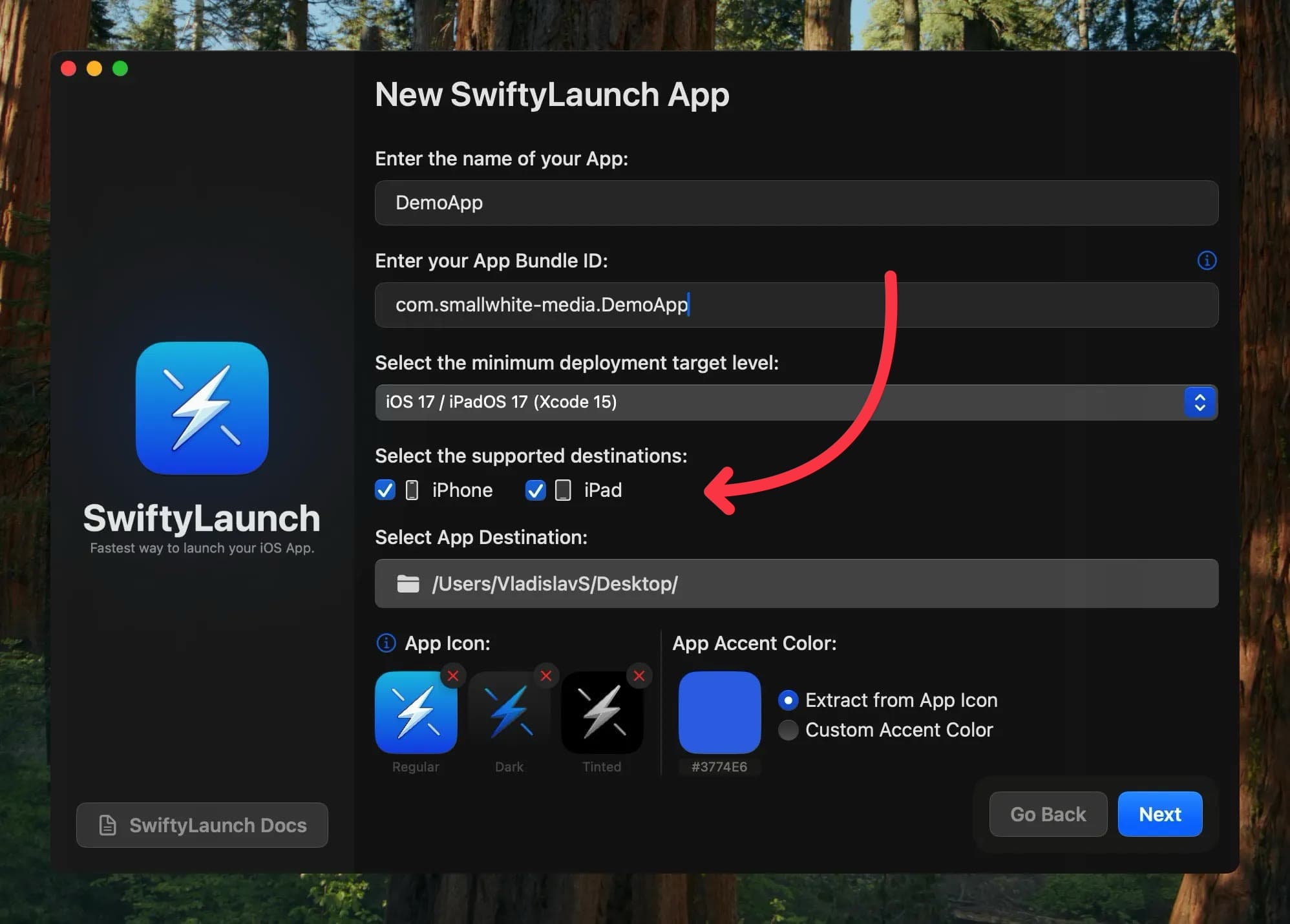 iPad Selection During Creation