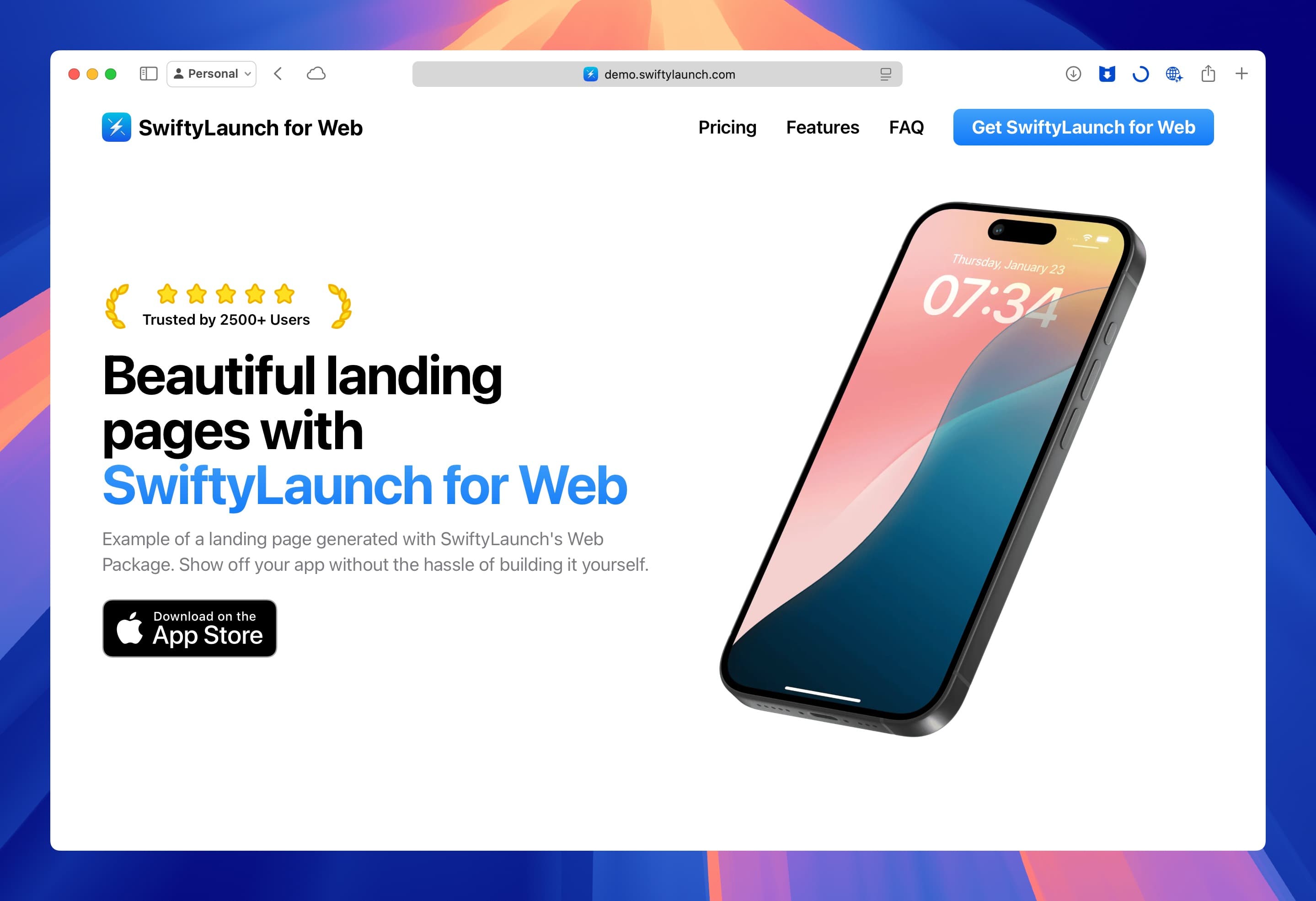 SwiftyLaunch for Web Showcase 1
